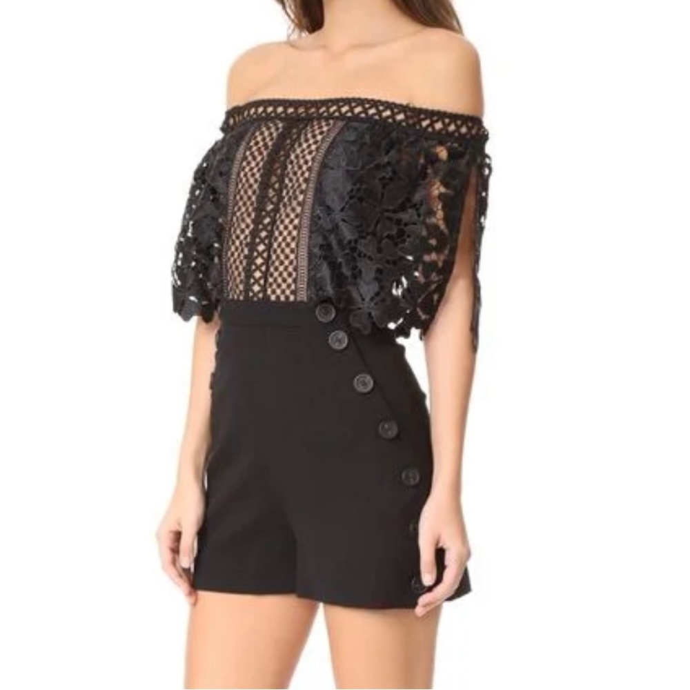 Self-Portrait Black Off the Shoulder Romper